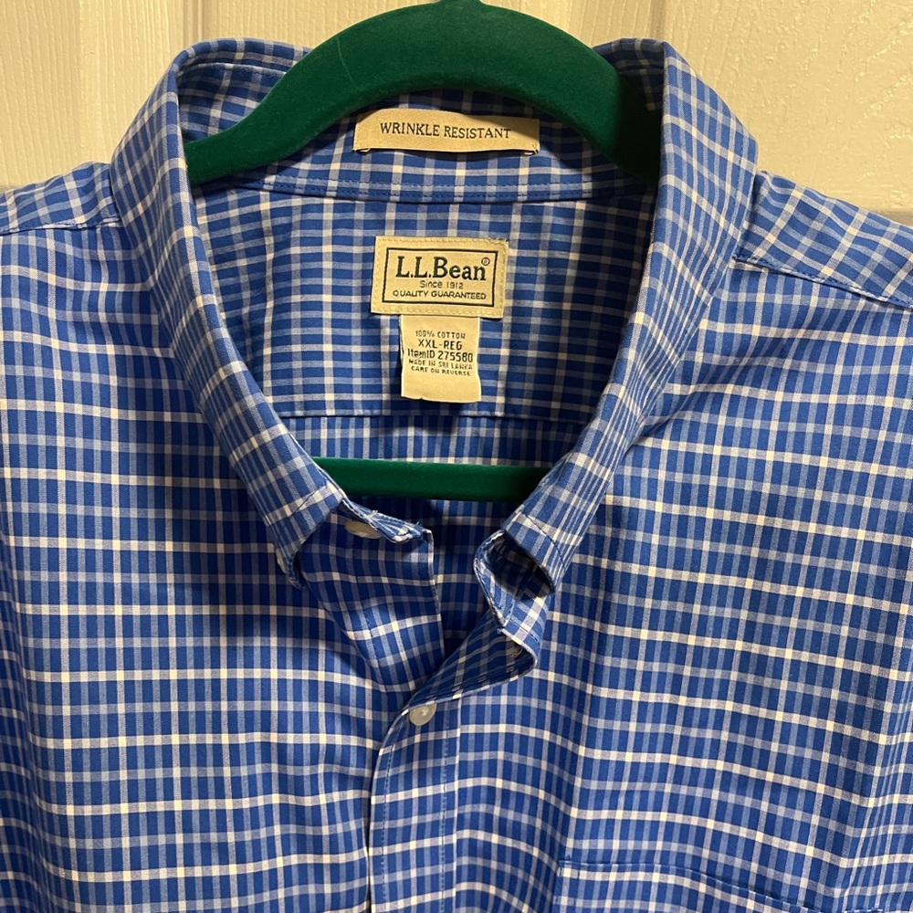 L.L. Bean Wrinkle Resistant Traditional Untucked Fit, Plaid Short Sleeve XXL-Reg - Picture 11 of 12